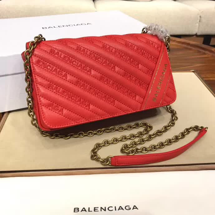 BALENCIAG巴黎世家 刺繡Logo 鏈條包 定制進口牛皮 繡線裝飾 搭配復古鏈條  BL1140